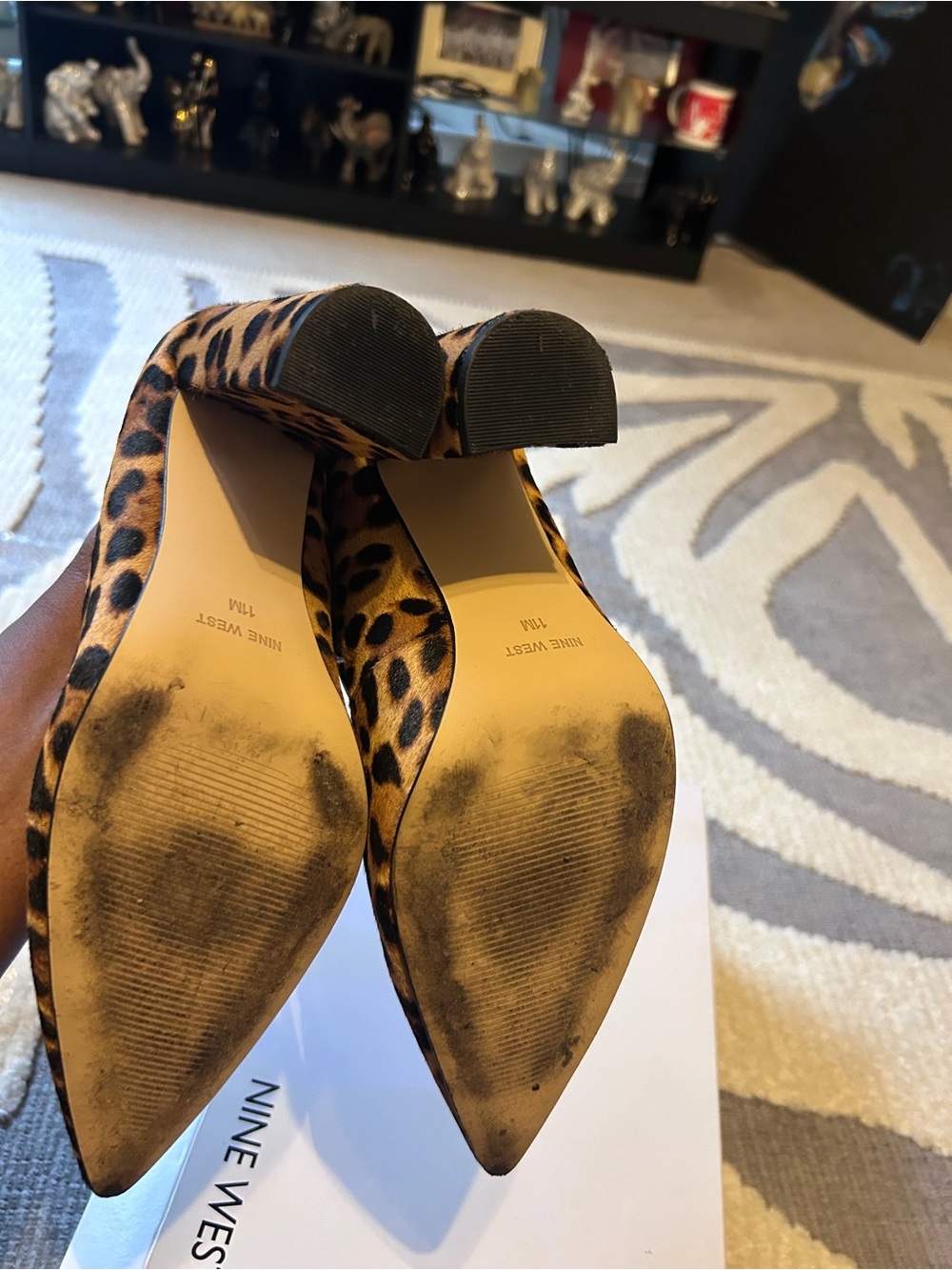Nine West Leopard Print Pointed Toe Slingback Heels - Picture 4 of 8